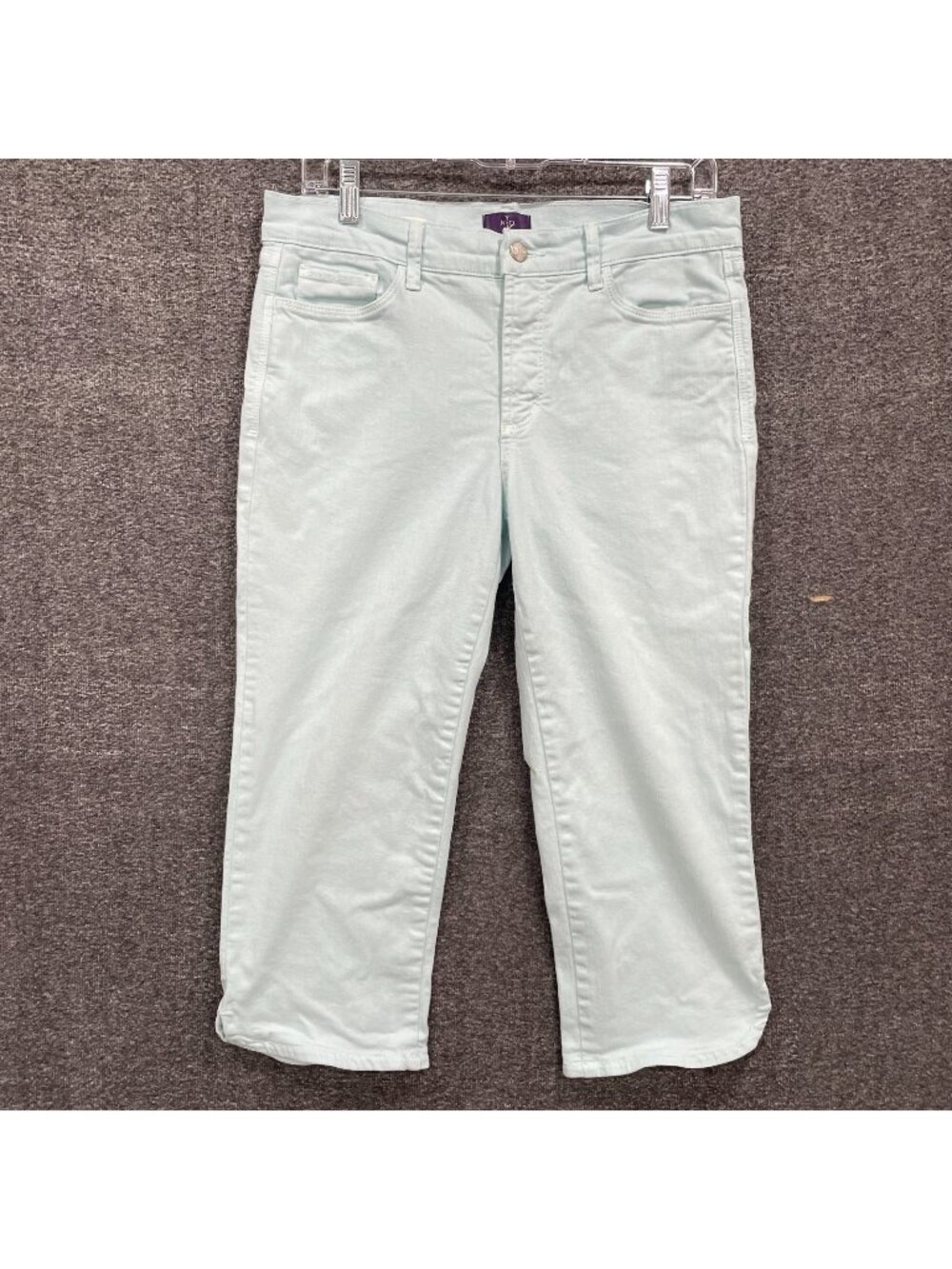 NYDJ Ariel Crop Jeans Womens 8 Robin Egg Blue Cropped Capri Stretchy Minimal